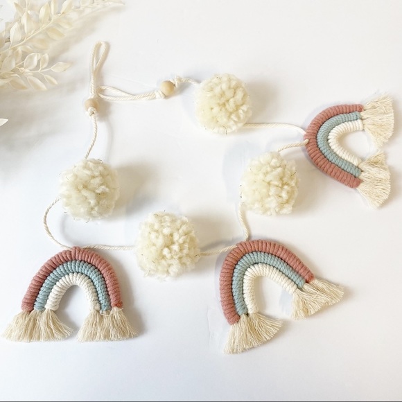 Macrame Rainbow Garland Baby Shower Garland Decor Nursery Baby Pastel Room Decor - Picture 1 of 5